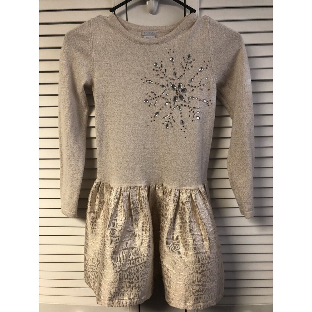 Tahari size 7/8 Glitter Holiday Gold Dress